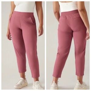 Athleta Brooklyn Heights Ankle Pants Sz 12T Rose Berry Pull-On Ribbed Waist